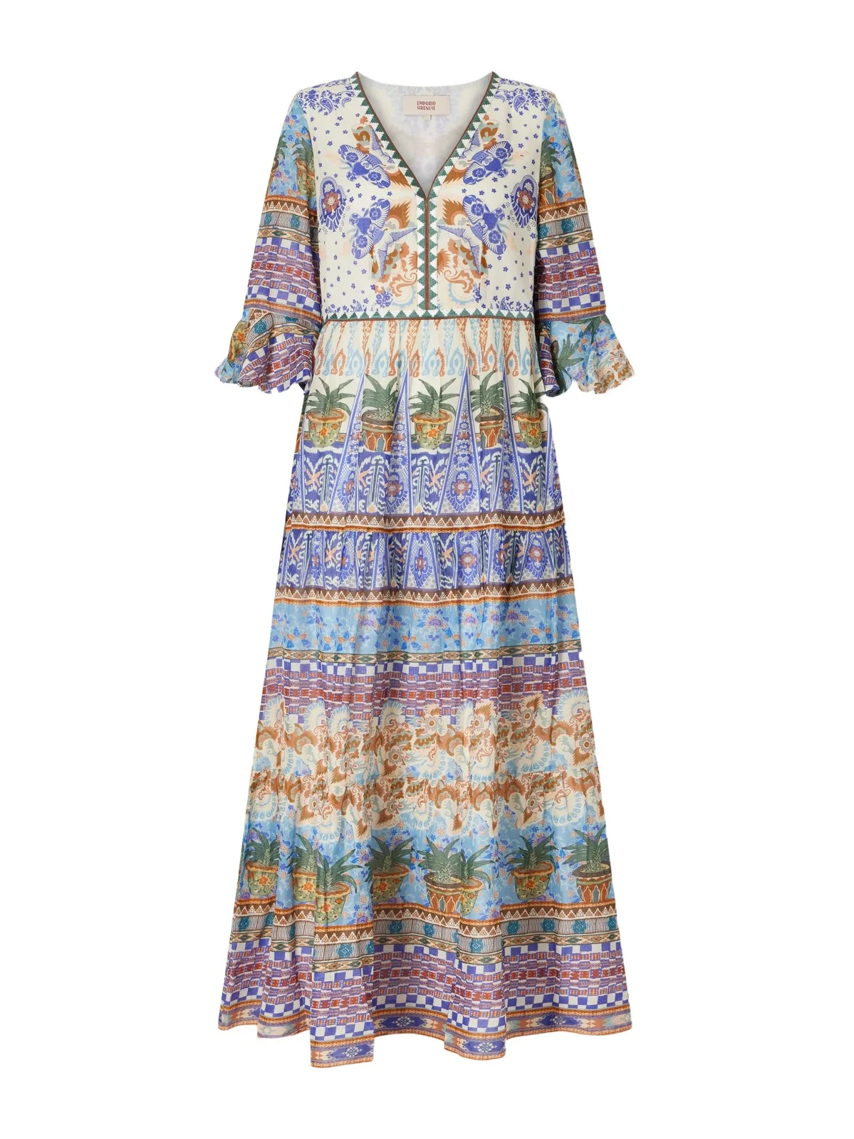 Bella Pleated Printed Cotton Maxi Dress Bella Pleated Printed Cotton Maxi Dress