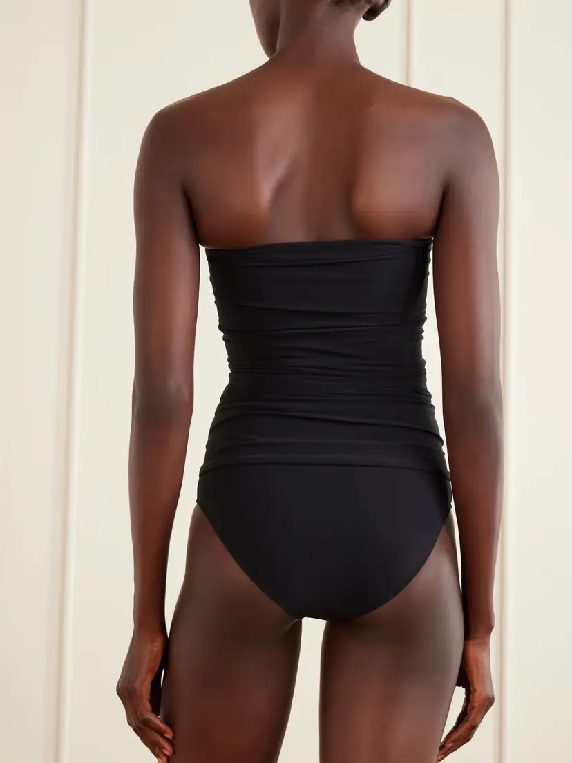 Saint Laurent Strapless Cut-out Gathered Embellished Swimsuit | Thumbnail 3