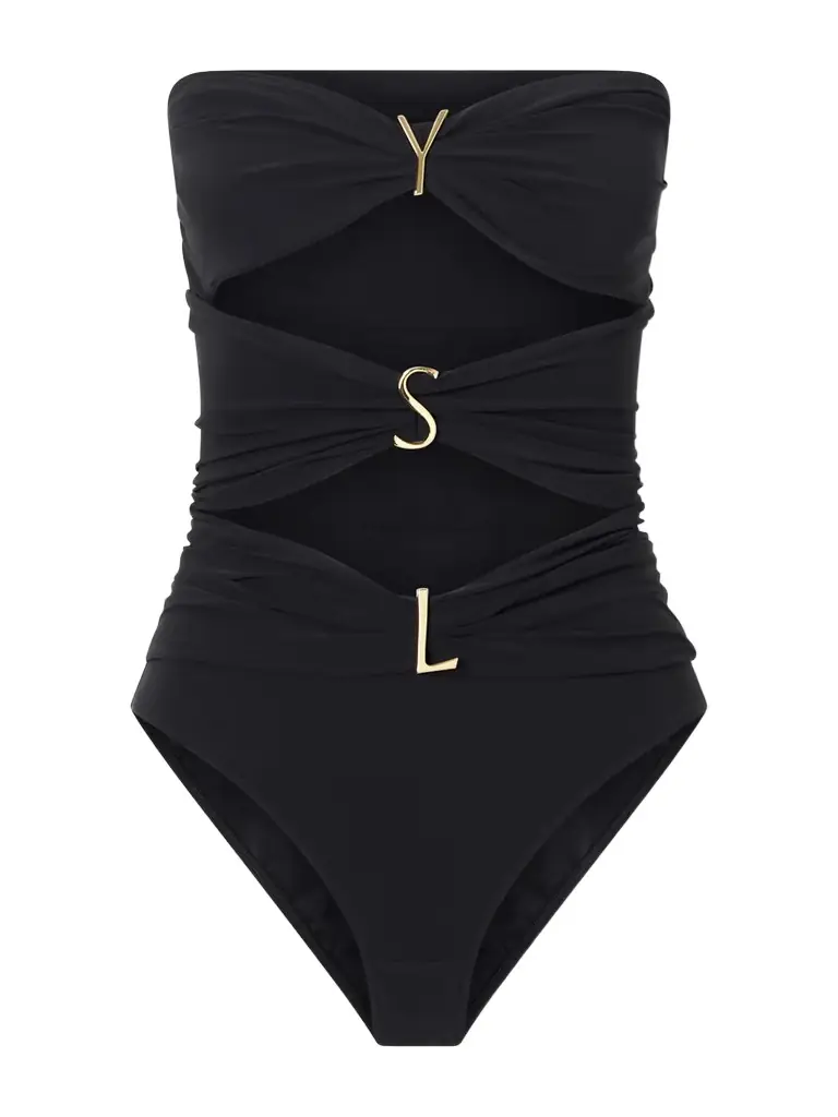 Strapless Cut-out Gathered Embellished Swimsuit Strapless Cut-out Gathered Embellished Swimsuit