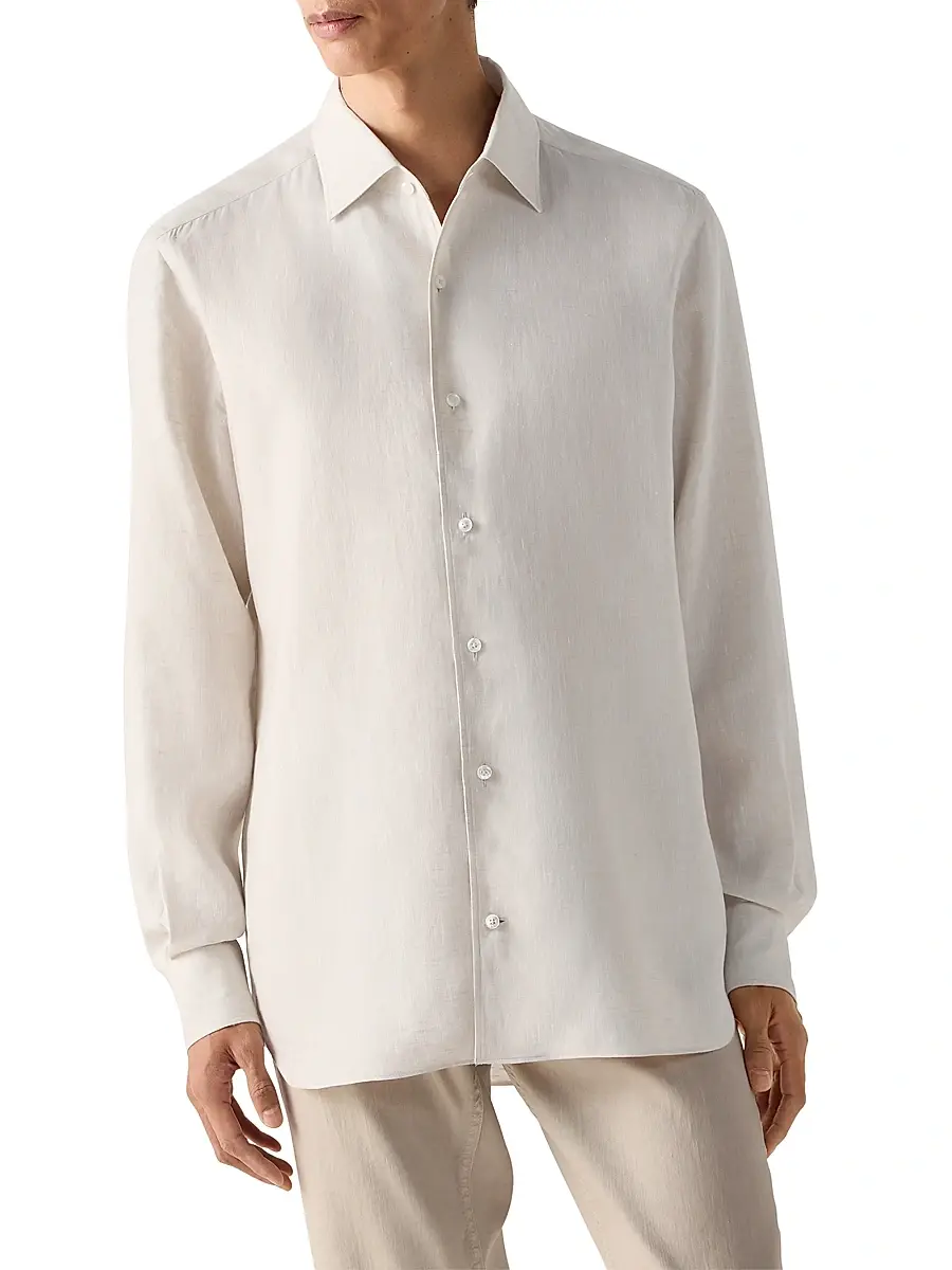 Zegna Men's Oasi Lino Shirt | Thumbnail 2 Zegna Men's Oasi Lino Shirt | Thumbnail 2