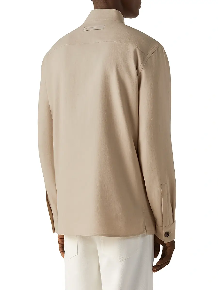 Zegna Men's Oasi Lino Overshirt | Thumbnail 3 Zegna Men's Oasi Lino Overshirt | Thumbnail 3