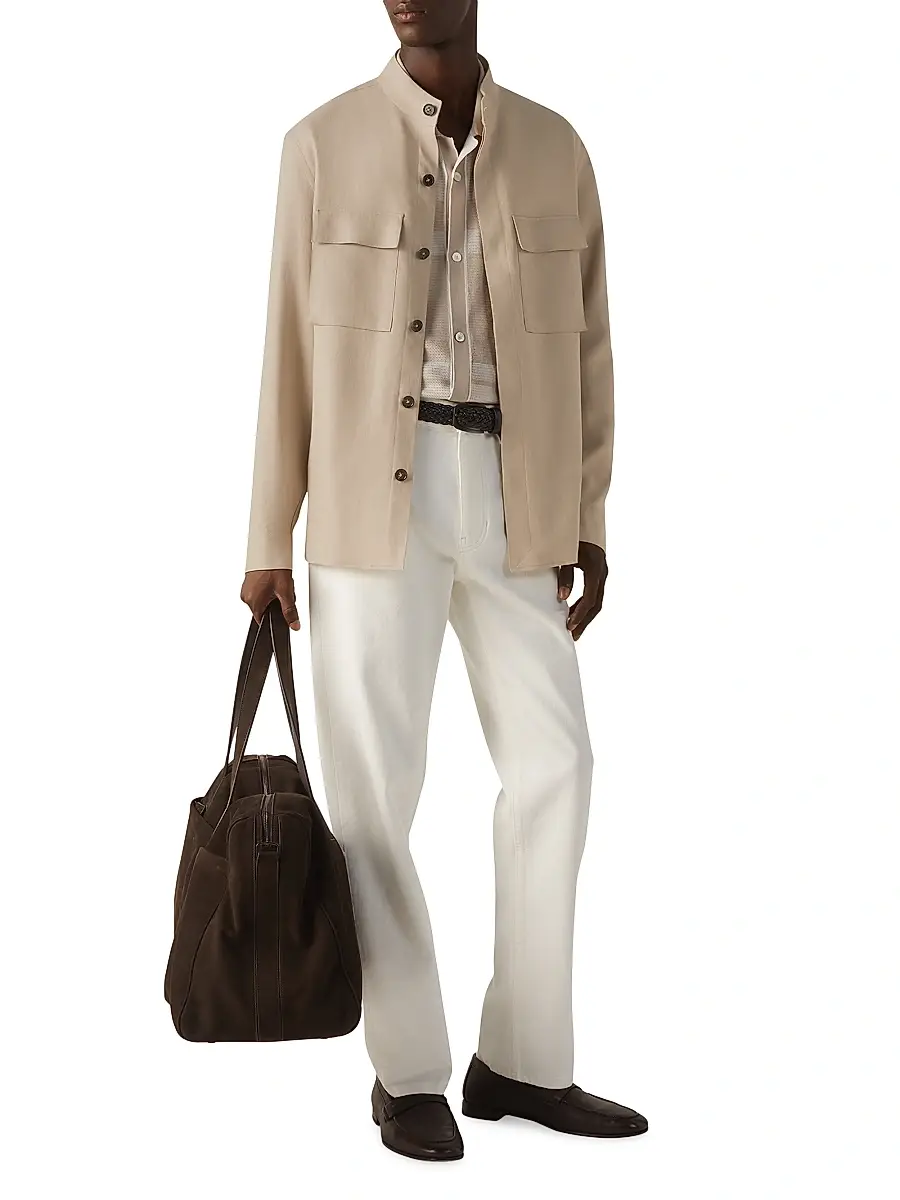 Zegna Men's Oasi Lino Overshirt | Thumbnail 6 Zegna Men's Oasi Lino Overshirt | Thumbnail 6