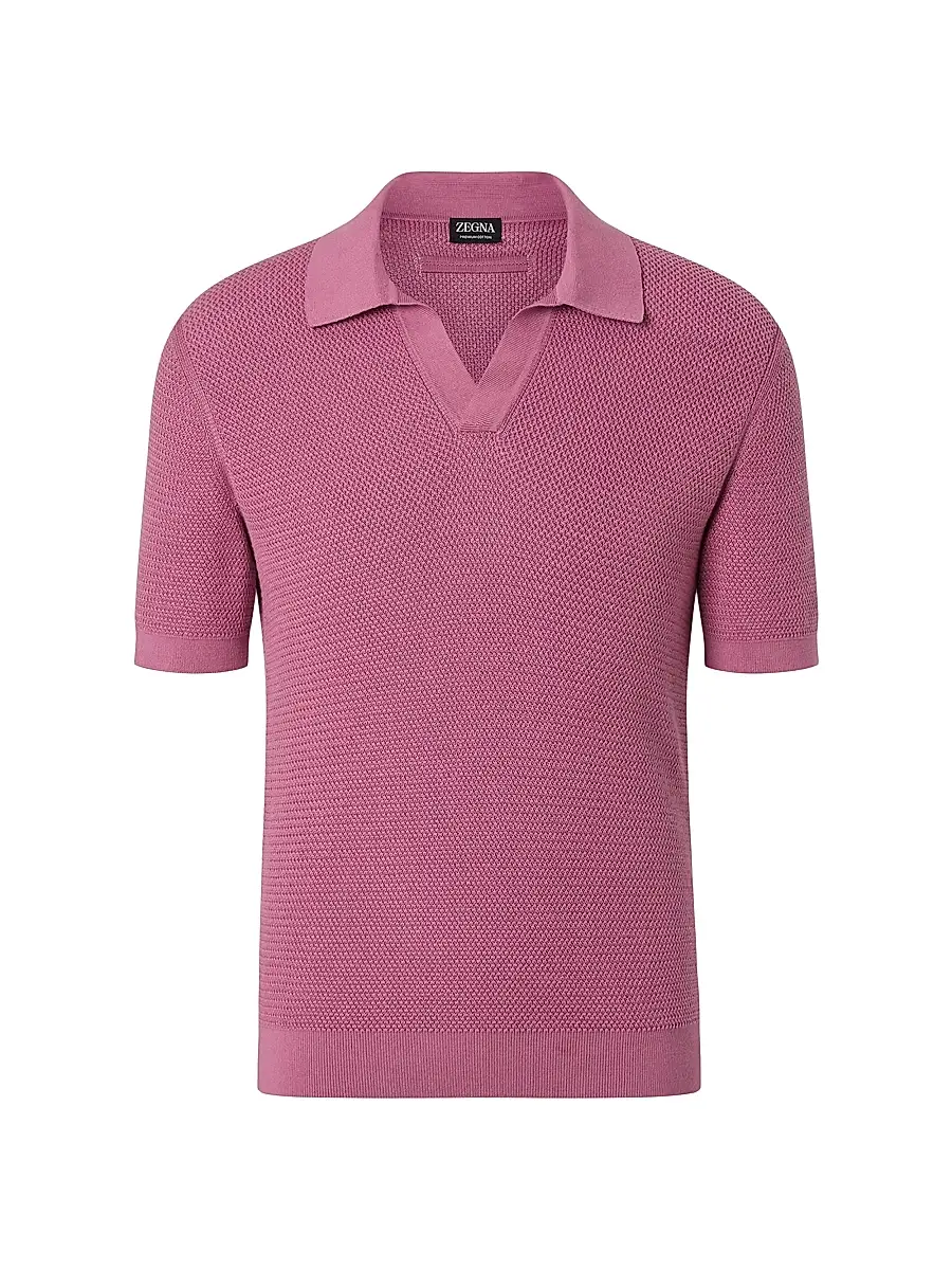 ZEGNA Men's Premium Cotton Polo Shirt - Pink | Image 1 ZEGNA Men's Premium Cotton Polo Shirt - Pink | Image 1