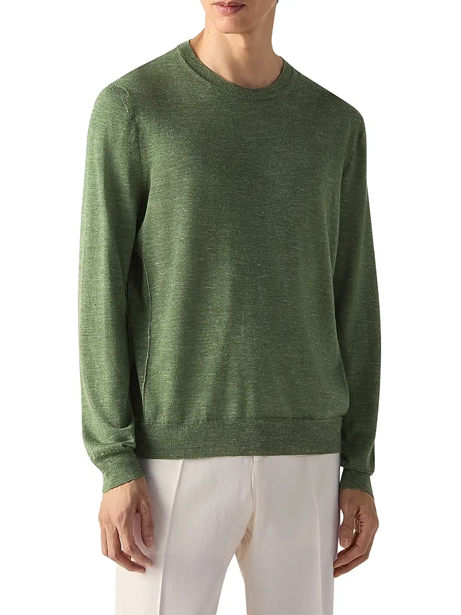 Zegna Men's Silk Cashmere and Linen Crewneck Sweater | Thumbnail 2 Zegna Men's Silk Cashmere and Linen Crewneck Sweater | Thumbnail 2