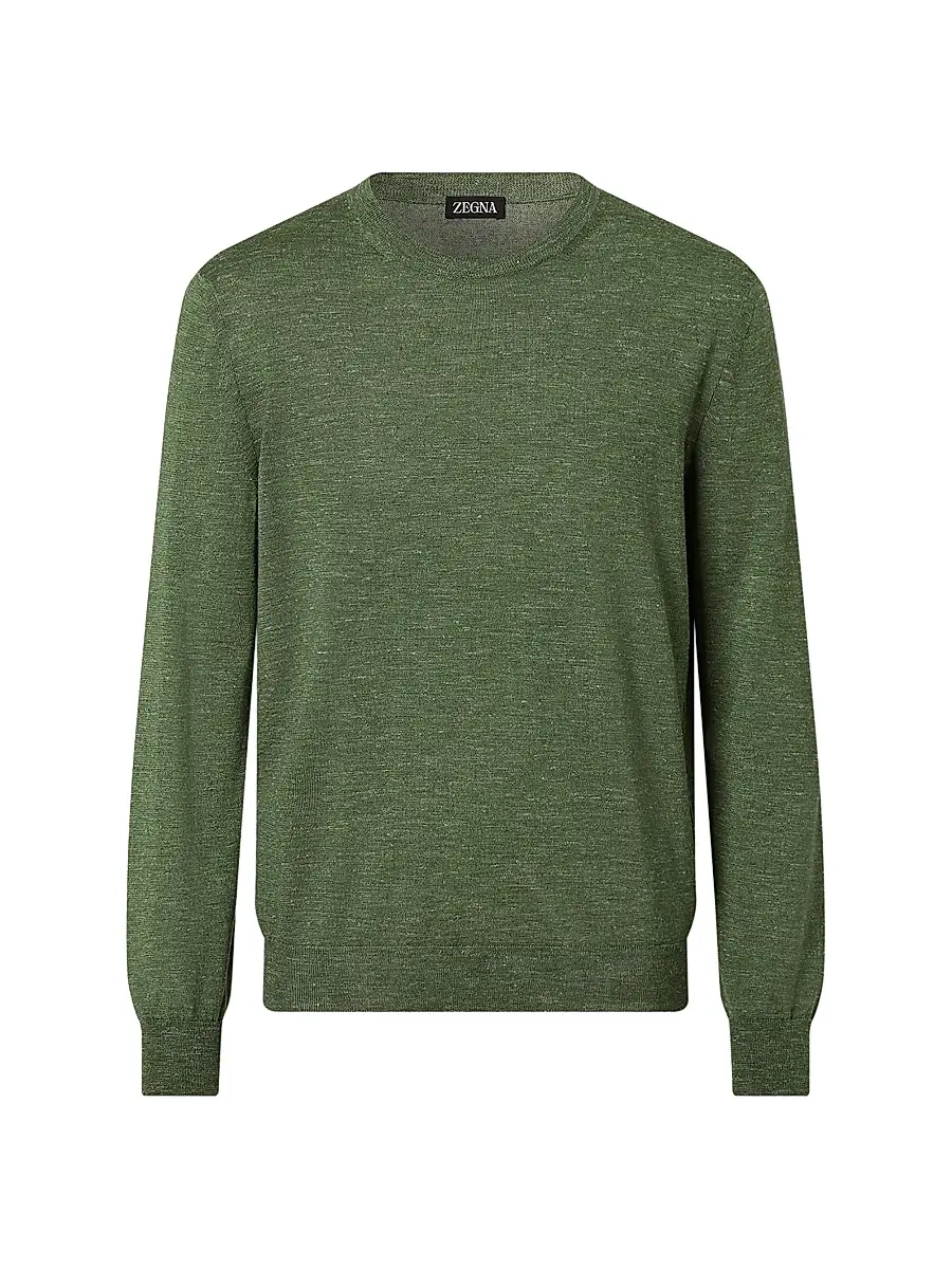 Zegna Men's Silk Cashmere and Linen Crewneck Sweater | Image 1 Zegna Men's Silk Cashmere and Linen Crewneck Sweater | Image 1
