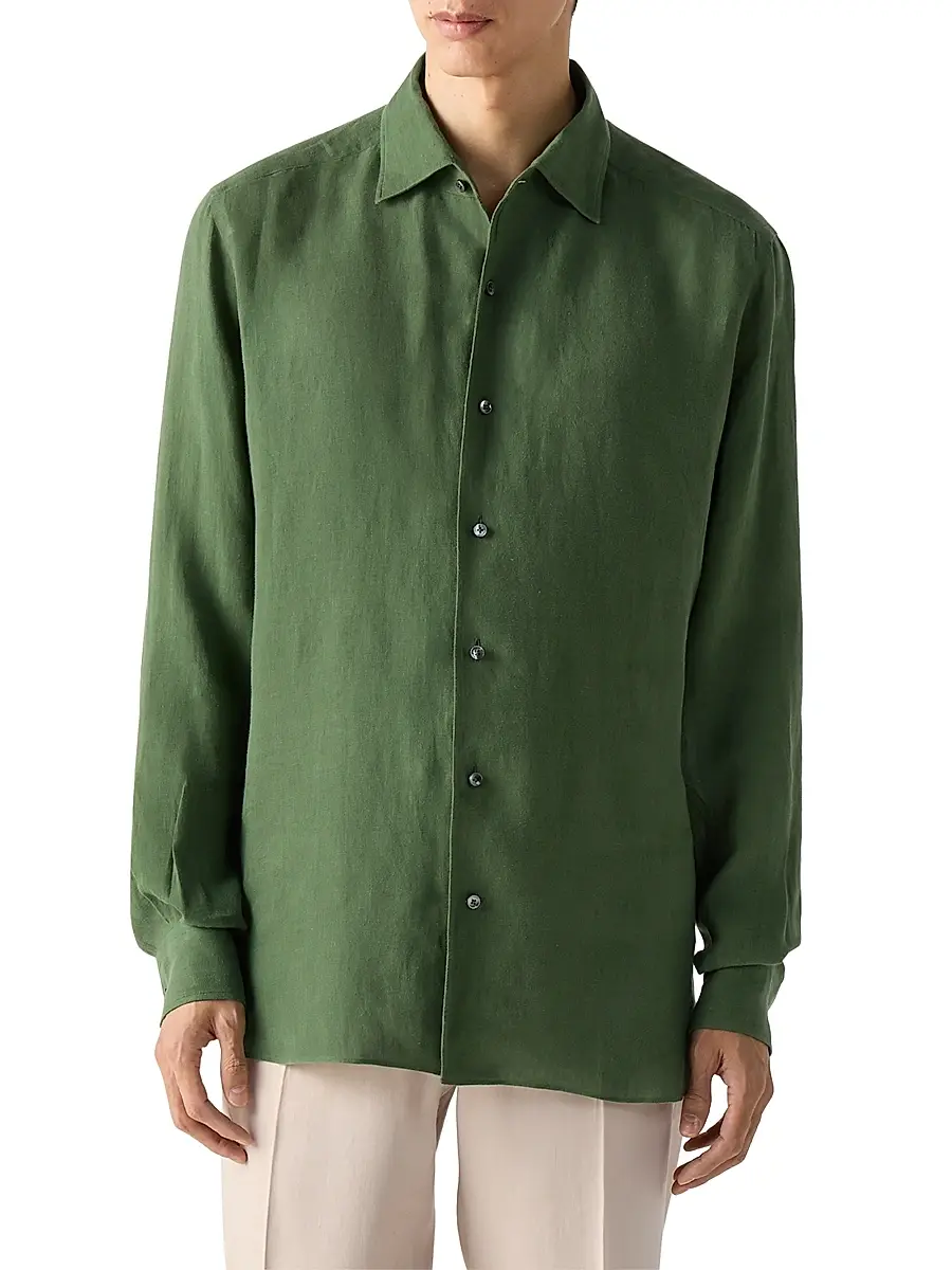 Zegna Men's Oasi Lino Shirt | Thumbnail 2 Zegna Men's Oasi Lino Shirt | Thumbnail 2