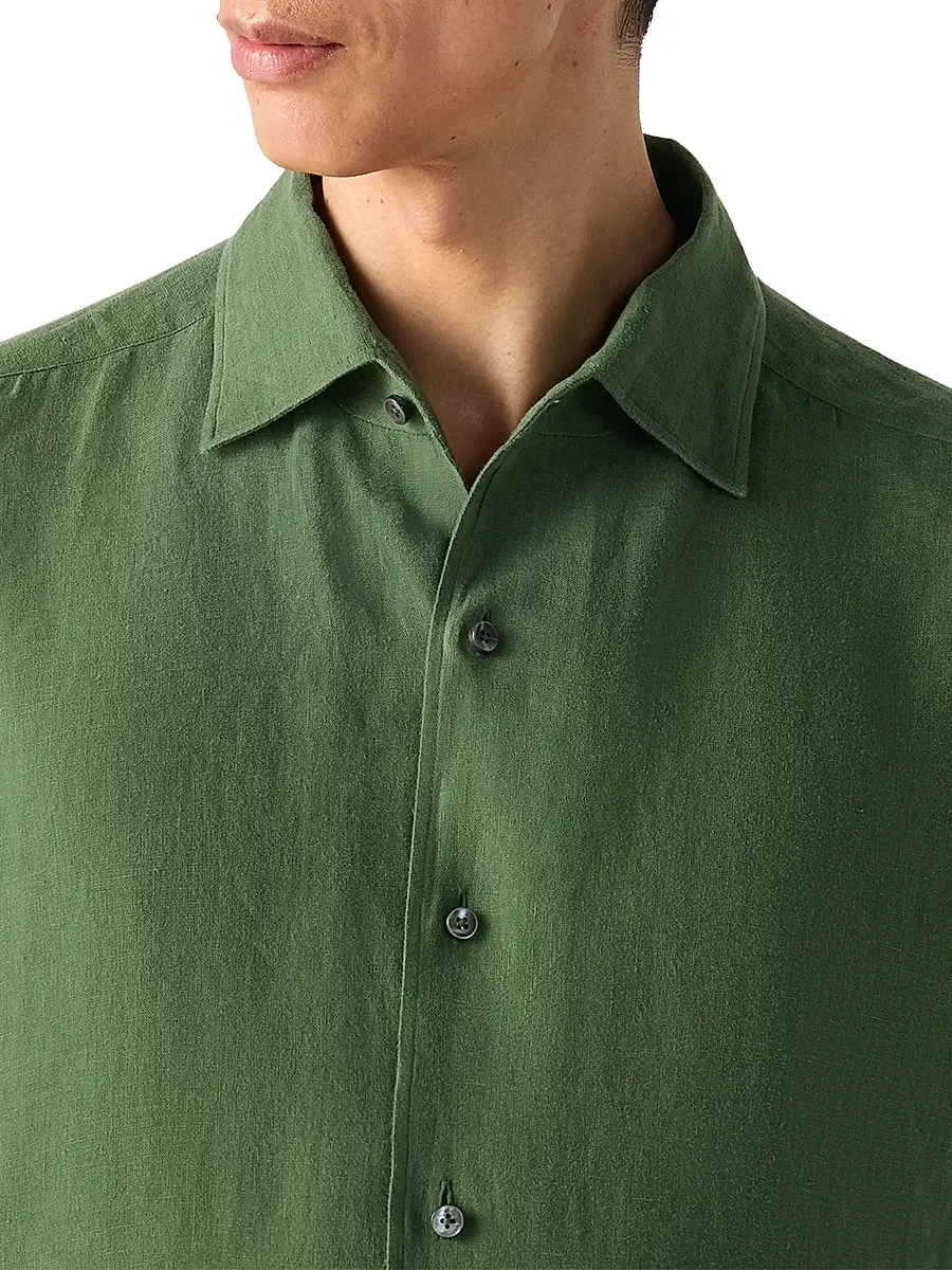 Zegna Men's Oasi Lino Shirt | Thumbnail 4 Zegna Men's Oasi Lino Shirt | Thumbnail 4