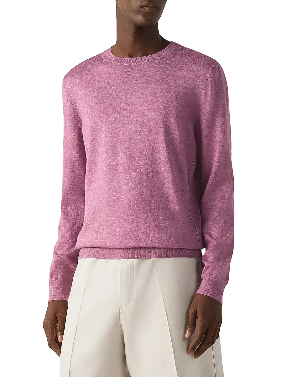 Zegna Men's Silk Cashmere and Linen Crewneck Sweater | Thumbnail 2 Zegna Men's Silk Cashmere and Linen Crewneck Sweater | Thumbnail 2
