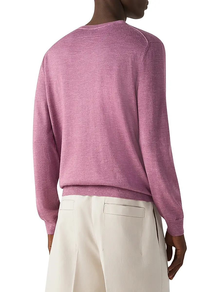 Zegna Men's Silk Cashmere and Linen Crewneck Sweater | Thumbnail 3 Zegna Men's Silk Cashmere and Linen Crewneck Sweater | Thumbnail 3