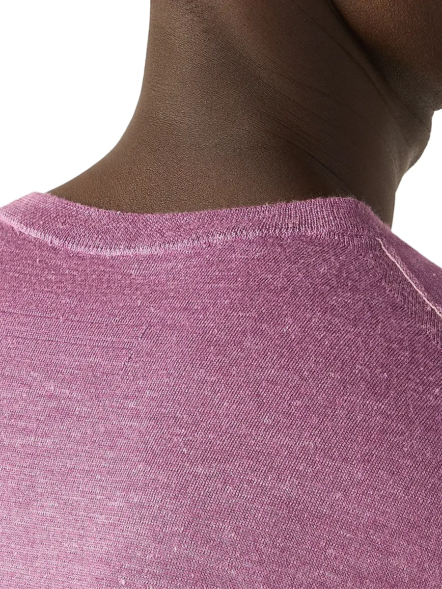 Zegna Men's Silk Cashmere and Linen Crewneck Sweater | Thumbnail 4 Zegna Men's Silk Cashmere and Linen Crewneck Sweater | Thumbnail 4