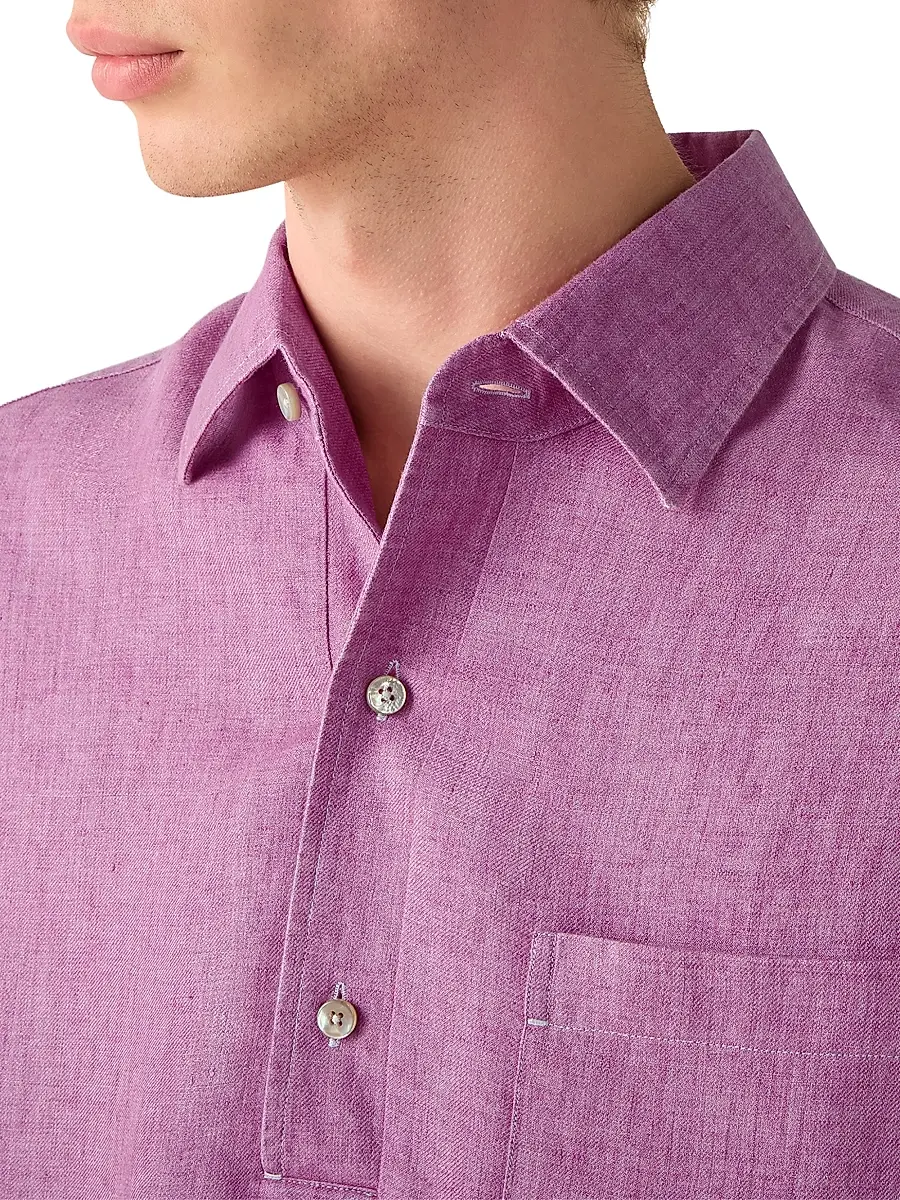 Zegna Men's Oasi Lino Polo Shirt | Thumbnail 4 Zegna Men's Oasi Lino Polo Shirt | Thumbnail 4