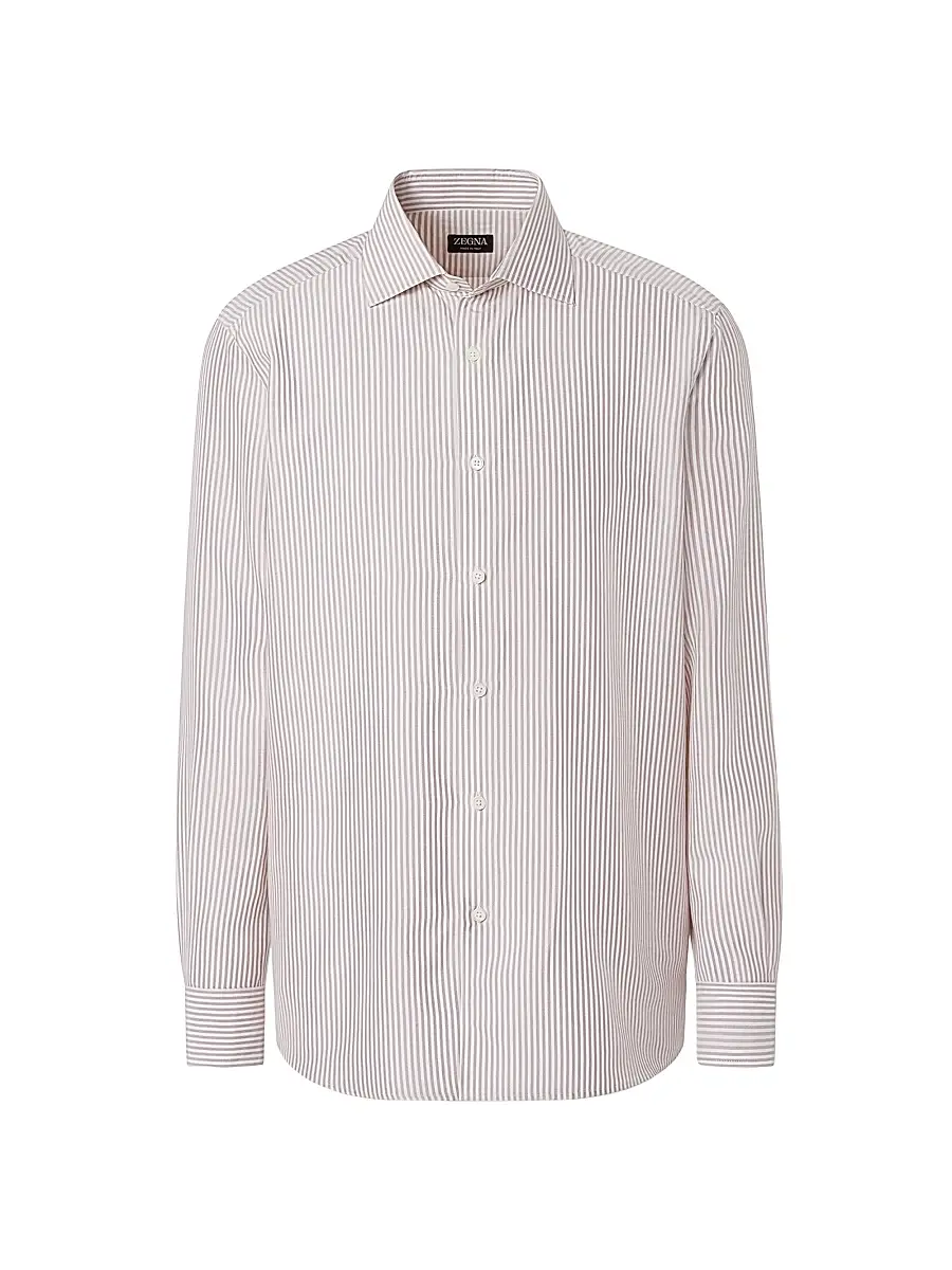 ZEGNA Men's Silk Shirt - Pink White | Image 1 ZEGNA Men's Silk Shirt - Pink White | Image 1