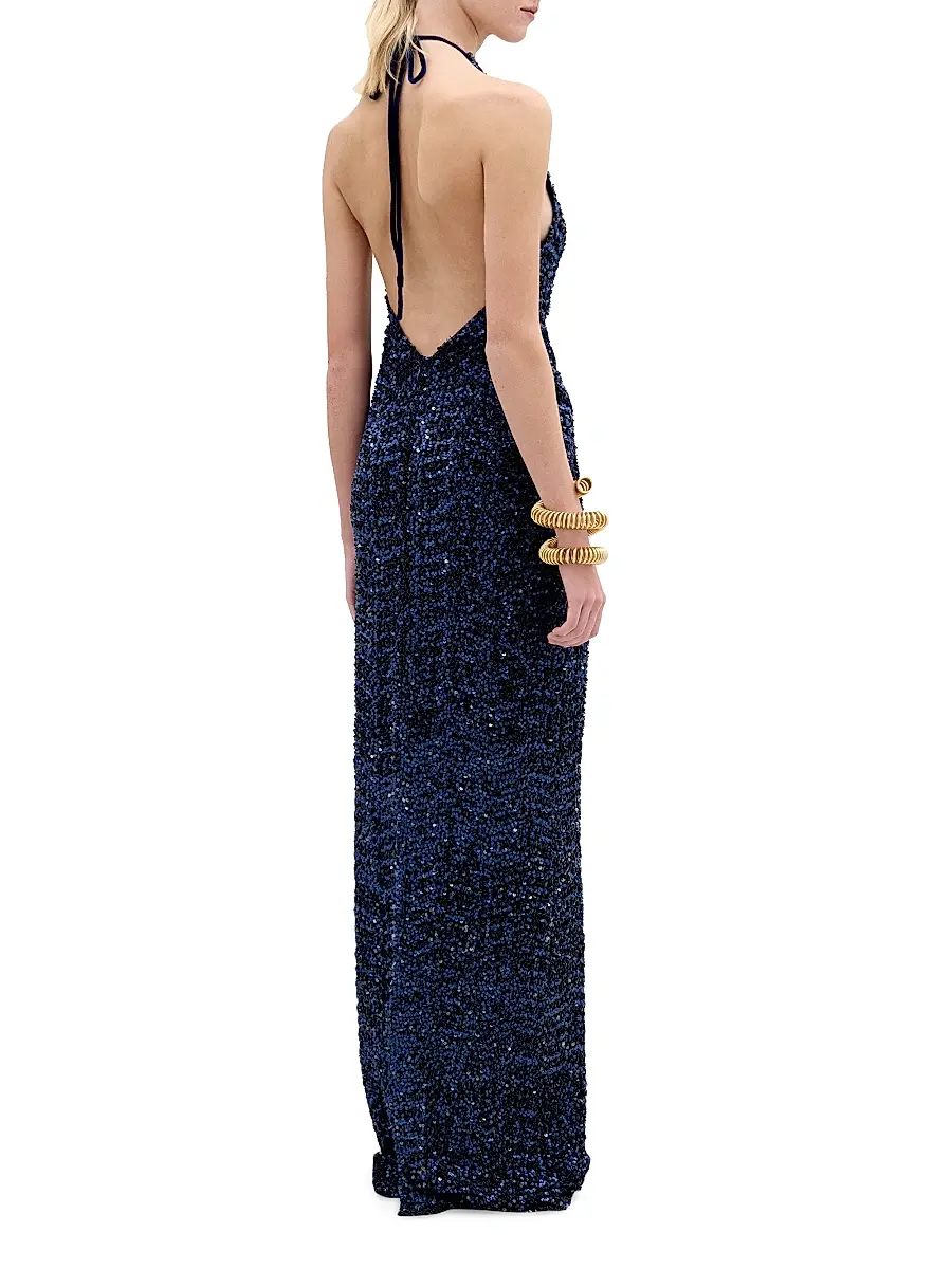 Silvia Tcherassi Women's Aiko Sequined Halter Gown | Thumbnail 3 Silvia Tcherassi Women's Aiko Sequined Halter Gown | Thumbnail 3