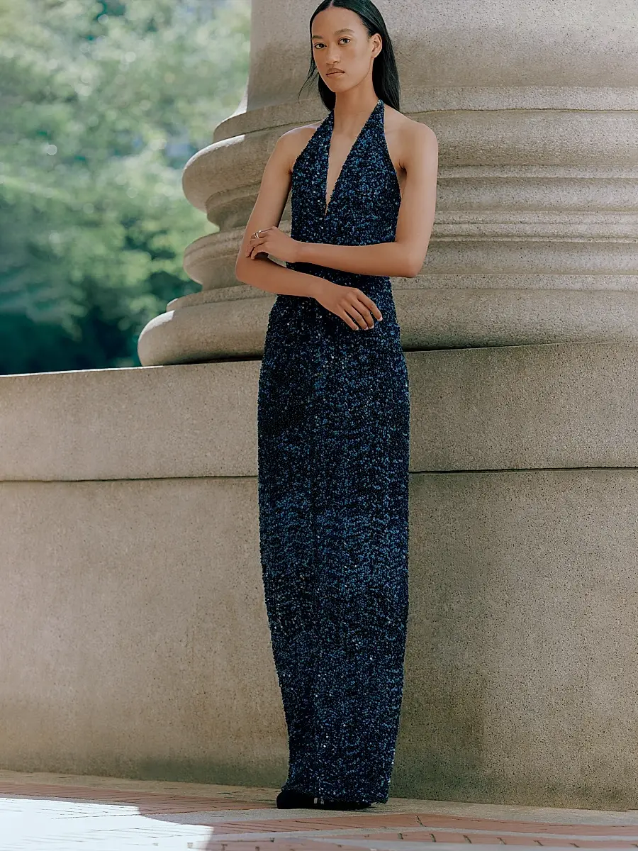 Silvia Tcherassi Women's Aiko Sequined Halter Gown | Thumbnail 4 Silvia Tcherassi Women's Aiko Sequined Halter Gown | Thumbnail 4