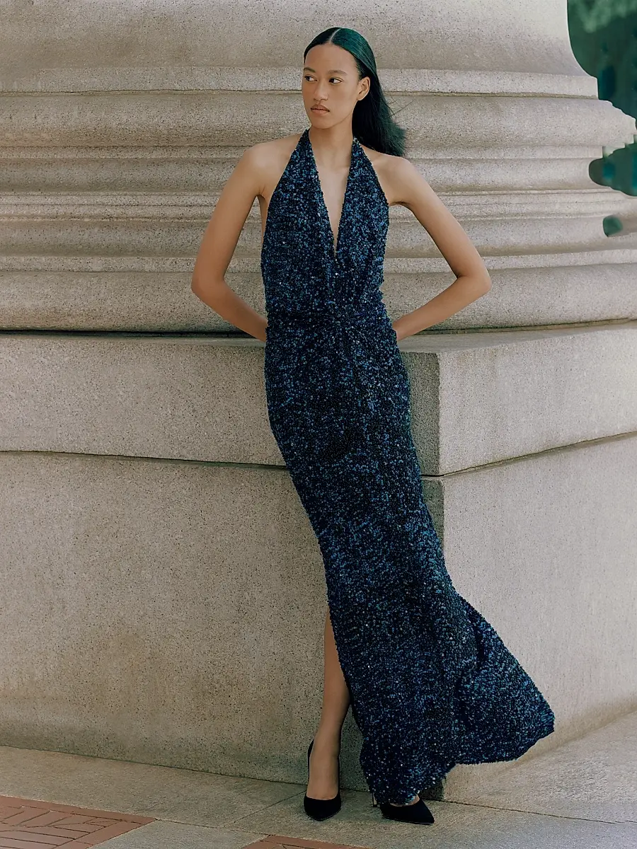 Silvia Tcherassi Women's Aiko Sequined Halter Gown | Thumbnail 5 Silvia Tcherassi Women's Aiko Sequined Halter Gown | Thumbnail 5
