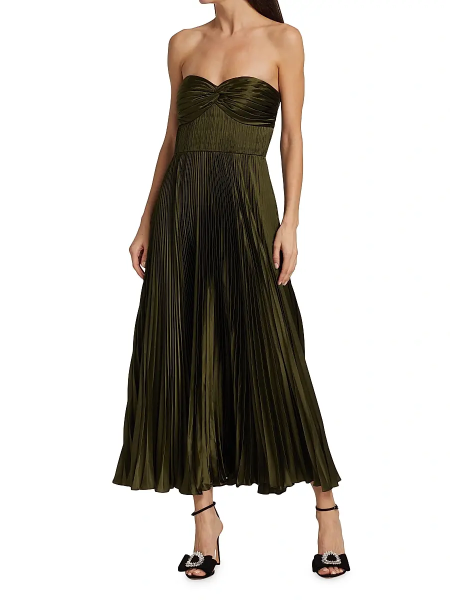 Amur Women's Pleated Strapless Belle Dress | Thumbnail 3