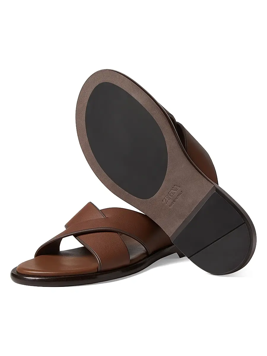 Zegna Men's Leather Sandals | Thumbnail 3 Zegna Men's Leather Sandals | Thumbnail 3