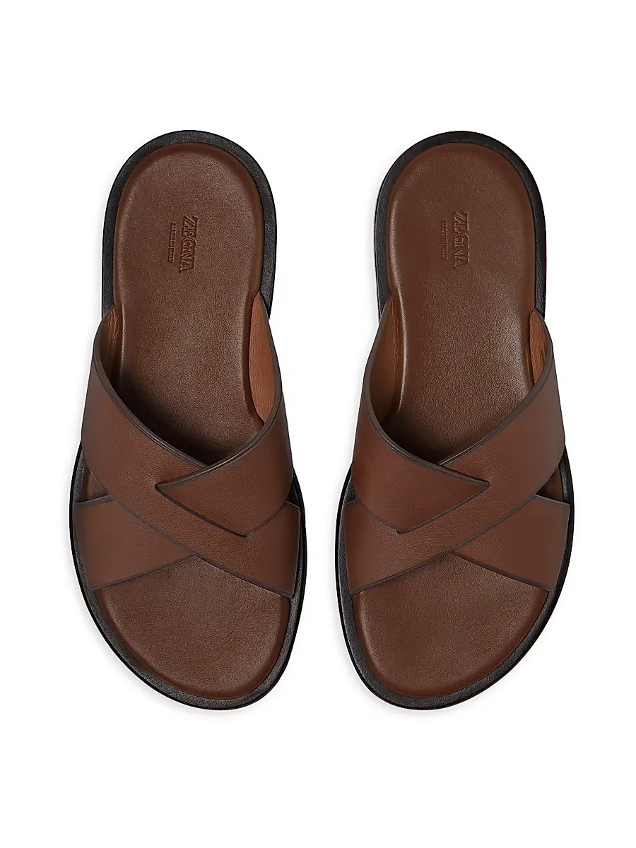 Zegna Men's Leather Sandals | Thumbnail 4 Zegna Men's Leather Sandals | Thumbnail 4