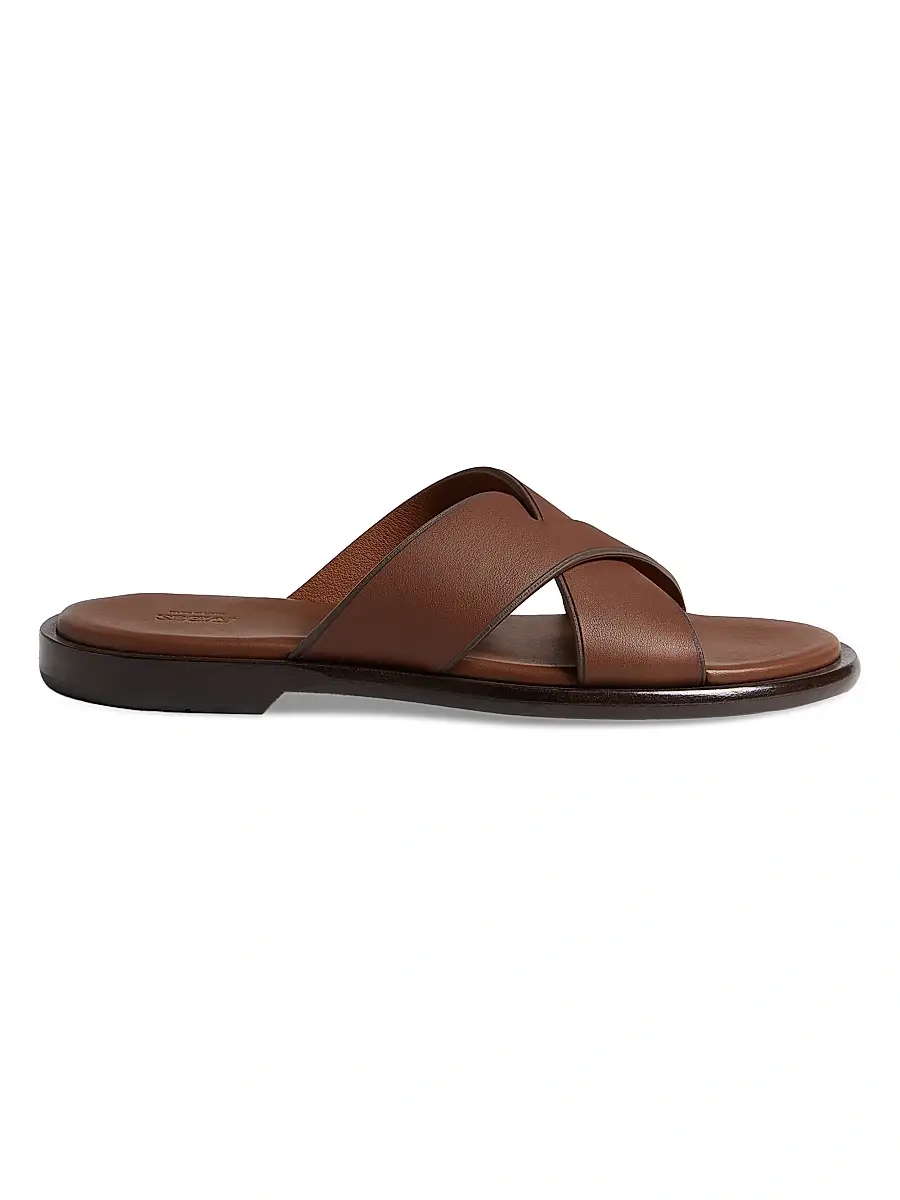 Zegna Men's Leather Sandals - Almond Brown - Size 11.5 | Image 1 Zegna Men's Leather Sandals - Almond Brown - Size 11.5 | Image 1