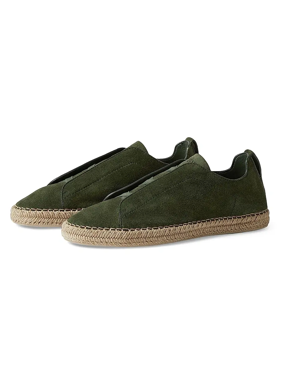 Zegna Men's Suede Triple Stitch Espadrilles Sneakers | Thumbnail 2 Zegna Men's Suede Triple Stitch Espadrilles Sneakers | Thumbnail 2