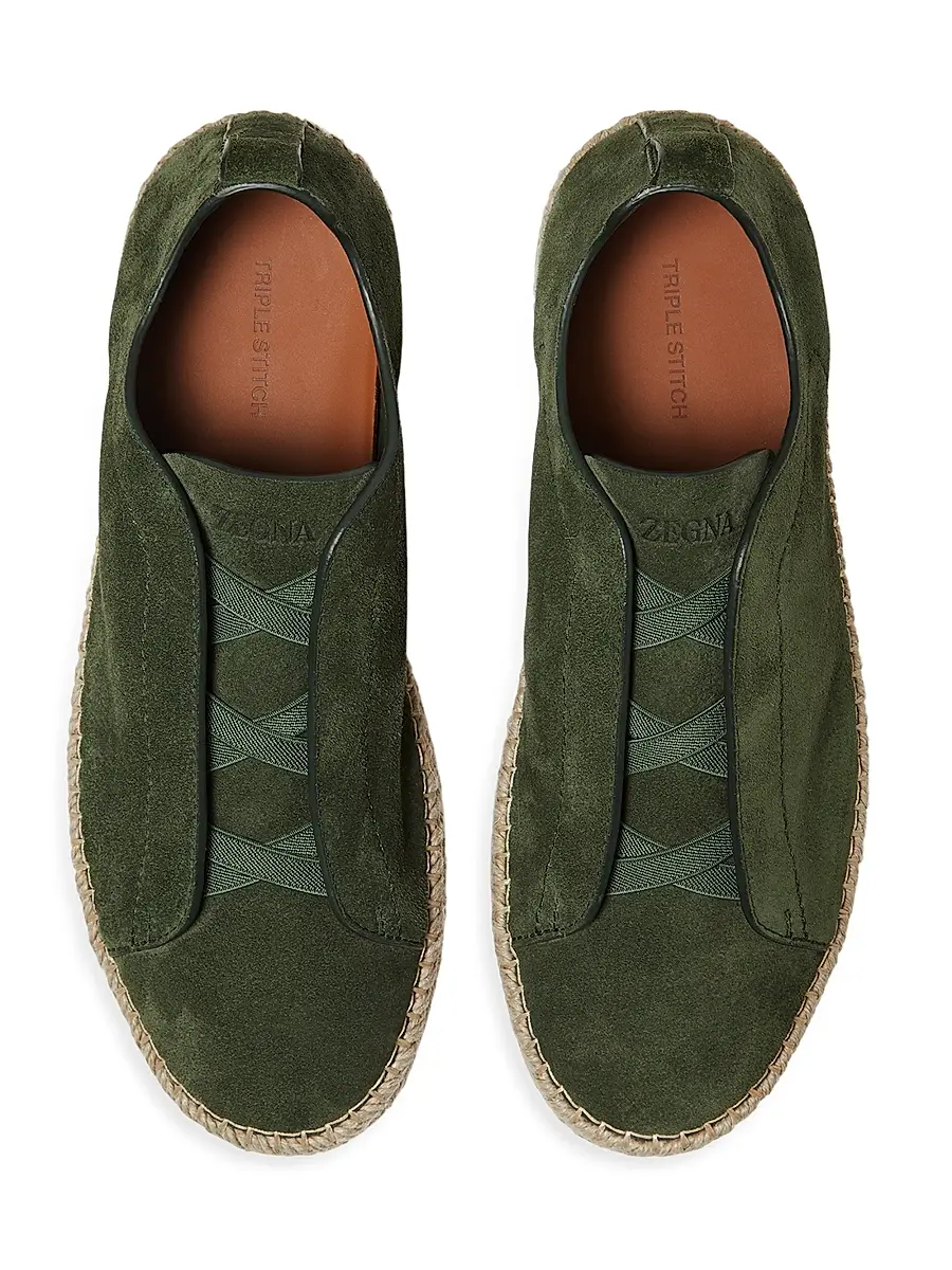 Zegna Men's Suede Triple Stitch Espadrilles Sneakers | Thumbnail 3 Zegna Men's Suede Triple Stitch Espadrilles Sneakers | Thumbnail 3
