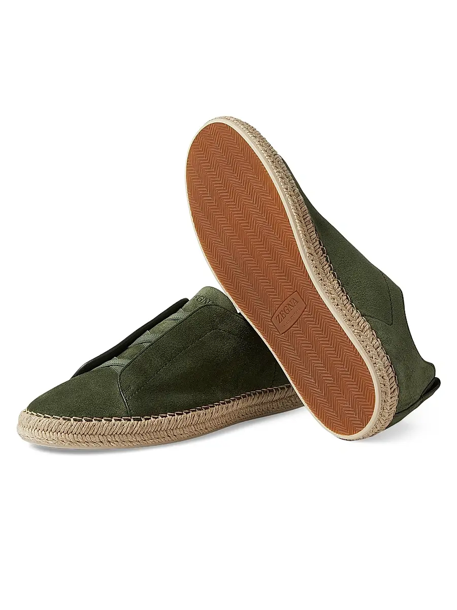 Zegna Men's Suede Triple Stitch Espadrilles Sneakers | Thumbnail 4 Zegna Men's Suede Triple Stitch Espadrilles Sneakers | Thumbnail 4