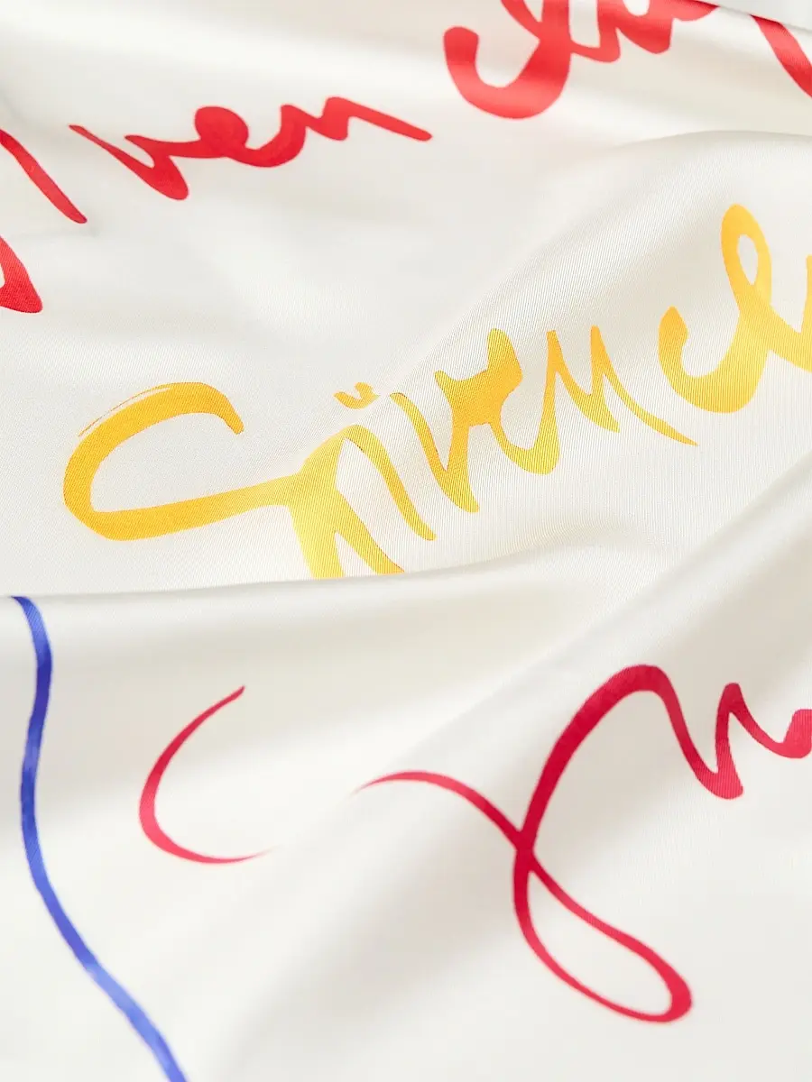 Givenchy Women's Square Scarf in Silk with Signature - Ecru | Thumbnail 2