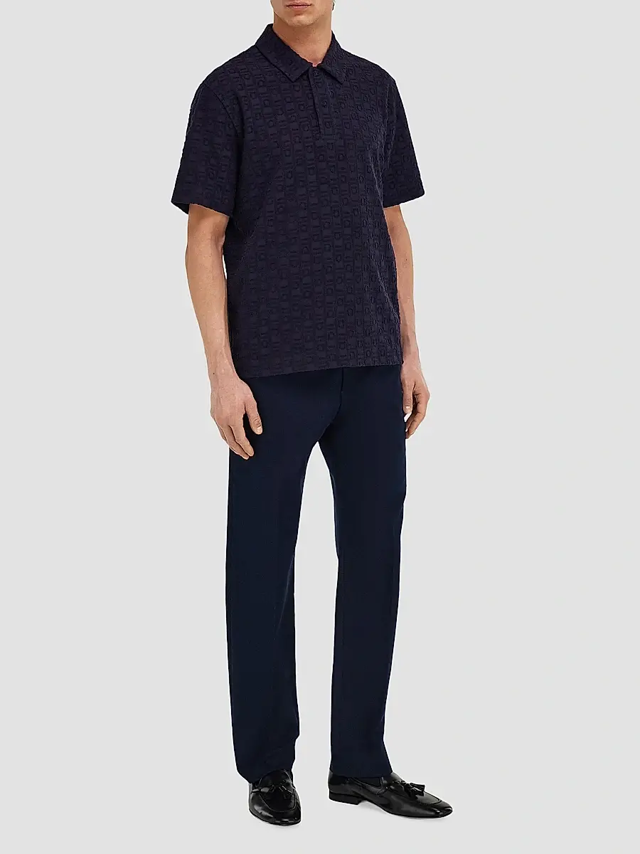 Ferragamo Men's Monogram Cotton Polo Shirt | Thumbnail 2 Ferragamo Men's Monogram Cotton Polo Shirt | Thumbnail 2