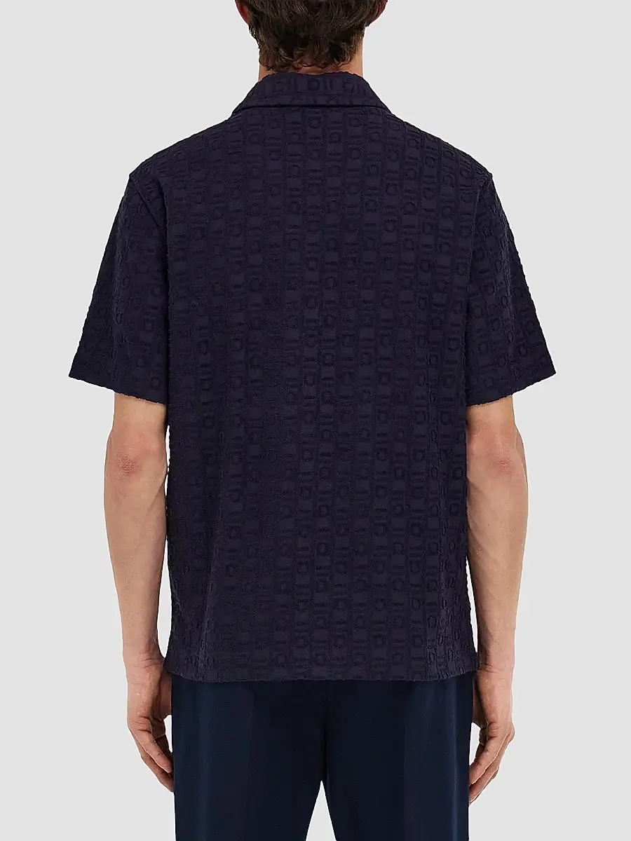 Ferragamo Men's Monogram Cotton Polo Shirt | Thumbnail 4 Ferragamo Men's Monogram Cotton Polo Shirt | Thumbnail 4