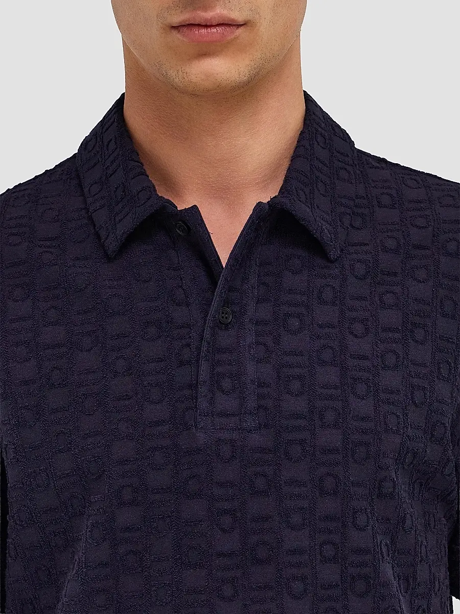 Ferragamo Men's Monogram Cotton Polo Shirt | Thumbnail 5 Ferragamo Men's Monogram Cotton Polo Shirt | Thumbnail 5