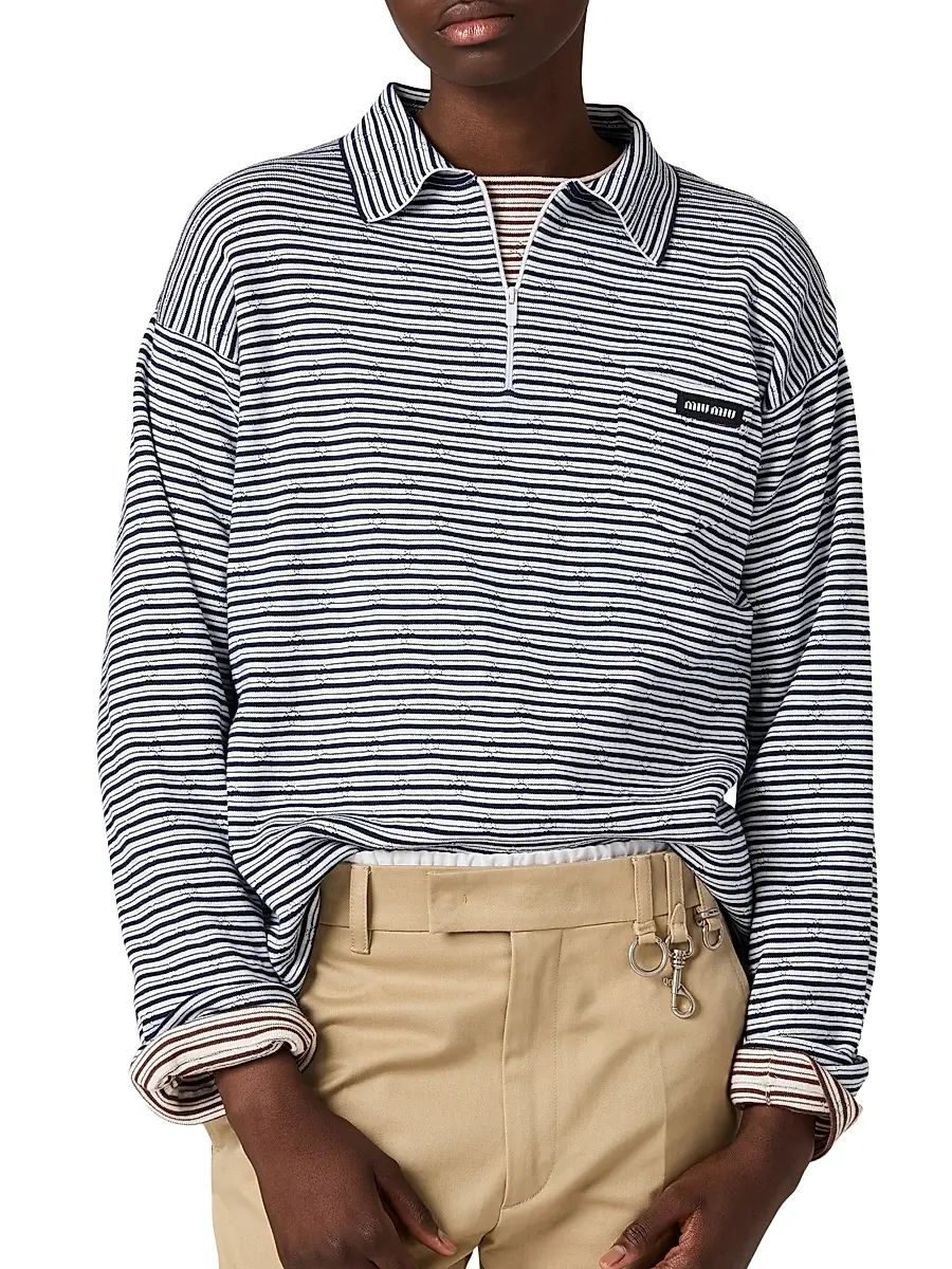Miu Miu Women's Cotton, Cashmere and Silk Polo Shirt | Thumbnail 3