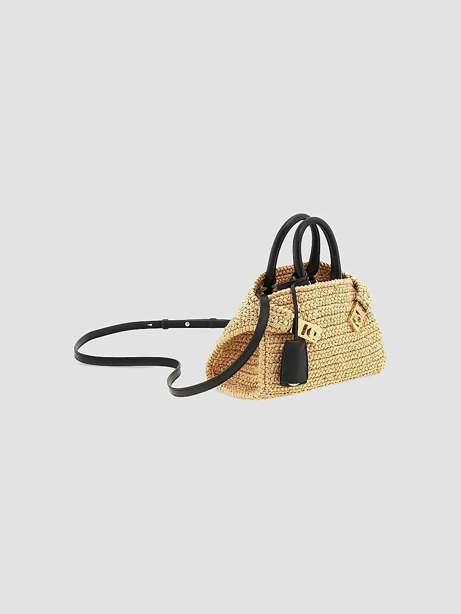 Ferragamo Women's Hug Mini Crochet Raffia Top Handle Bag | Thumbnail 6 Ferragamo Women's Hug Mini Crochet Raffia Top Handle Bag | Thumbnail 6