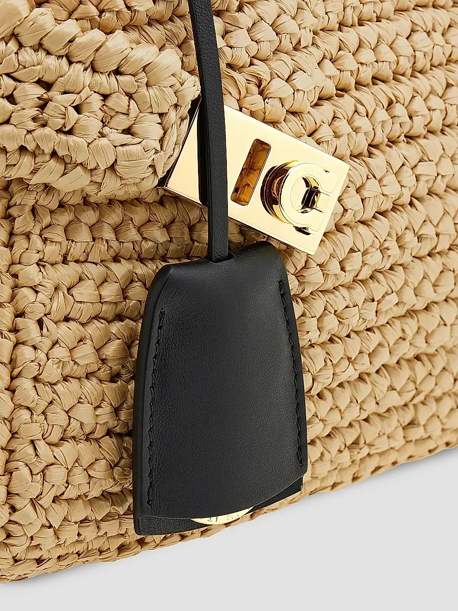 Ferragamo Women's Hug Mini Crochet Raffia Top Handle Bag | Thumbnail 8 Ferragamo Women's Hug Mini Crochet Raffia Top Handle Bag | Thumbnail 8