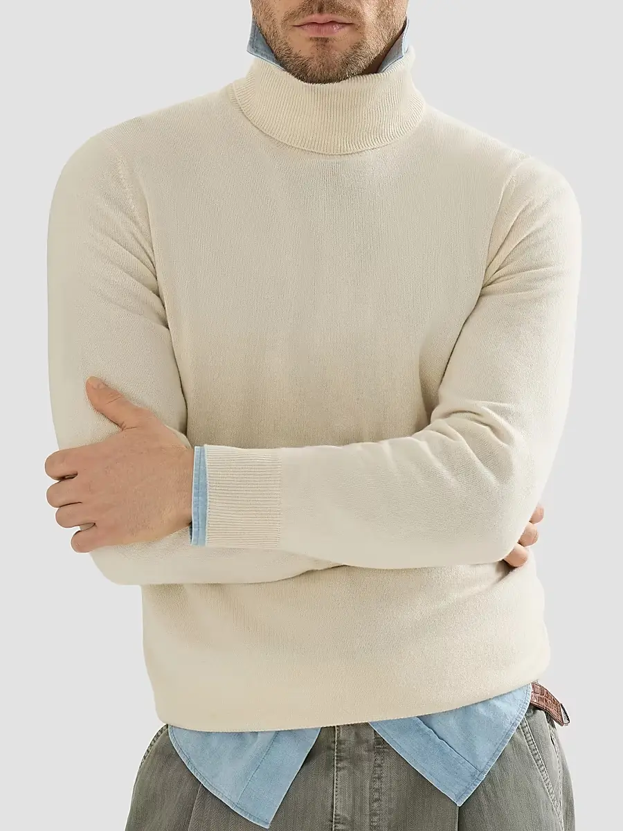 Brunello Cucinelli Men's Cashmere Turtleneck Sweater | Thumbnail 4 Brunello Cucinelli Men's Cashmere Turtleneck Sweater | Thumbnail 4