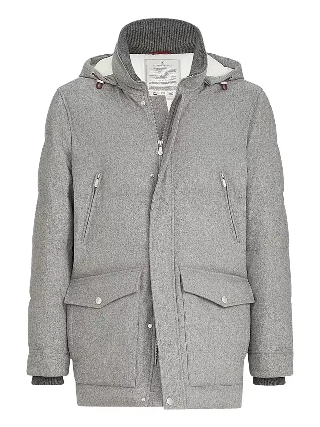 Men's Bonded Wool Flannel Down Parka Jacket