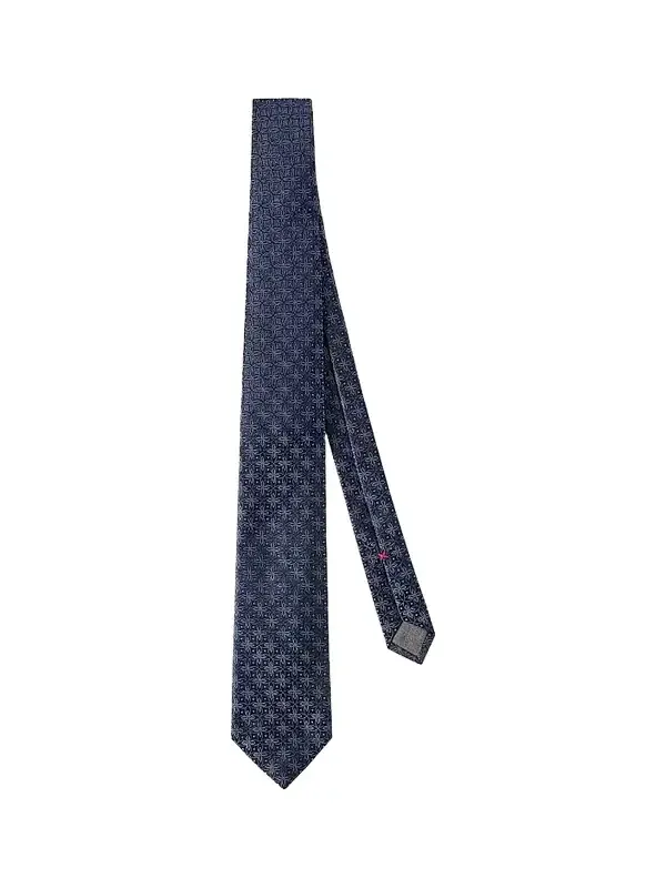 Men's Silk Tie with Geometric Floral Pattern