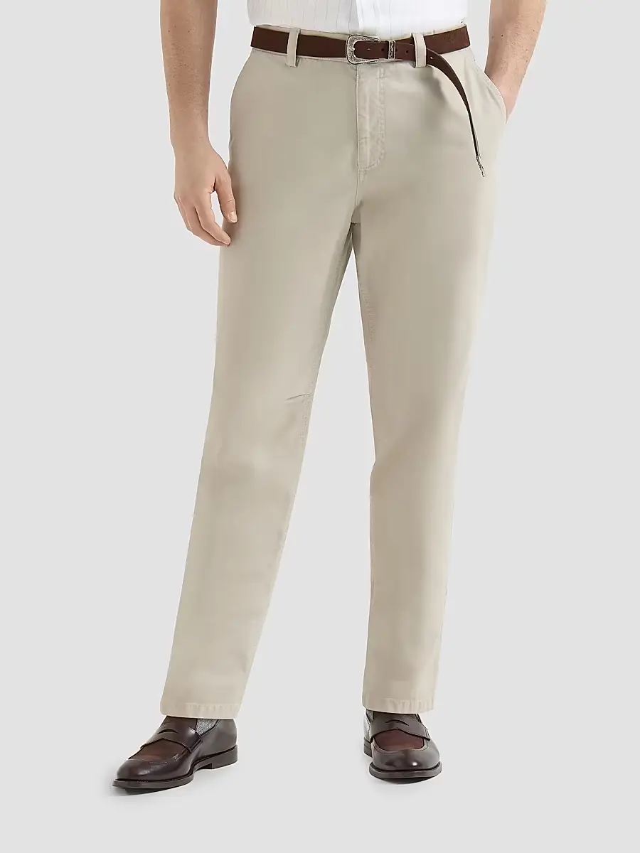 Brunello Cucinelli Men's Garment-Dyed Trousers in Peached Cotton Gabardine | Thumbnail 2 Brunello Cucinelli Men's Garment-Dyed Trousers in Peached Cotton Gabardine | Thumbnail 2