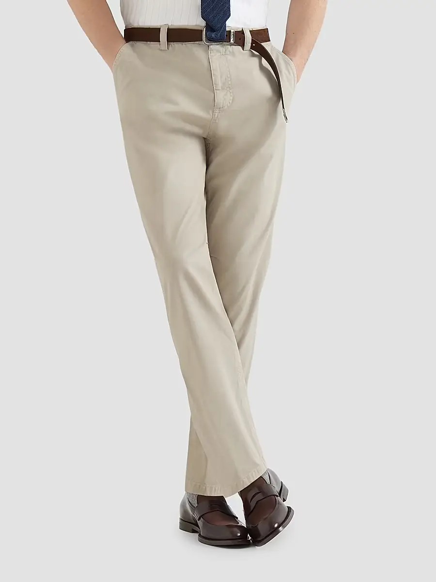 Brunello Cucinelli Men's Garment-Dyed Trousers in Peached Cotton Gabardine | Thumbnail 4 Brunello Cucinelli Men's Garment-Dyed Trousers in Peached Cotton Gabardine | Thumbnail 4