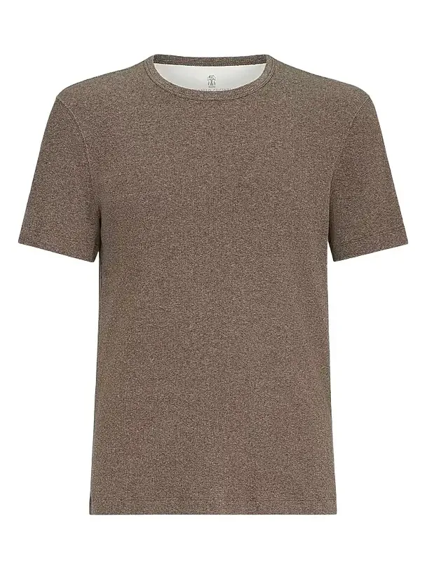Brunello Cucinelli Men's Denim-Effect Ribbed Cotton Jersey Crew-Neck T-Shirt