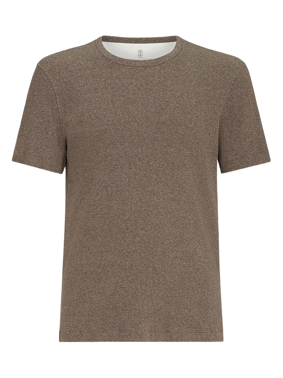 Men's Denim-Effect Ribbed Cotton Jersey Crew-Neck T-Shirt Men's Denim-Effect Ribbed Cotton Jersey Crew-Neck T-Shirt