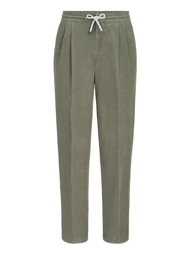 Men's Garment-Dyed Trousers in Cotton Narrow Wale Corduroy