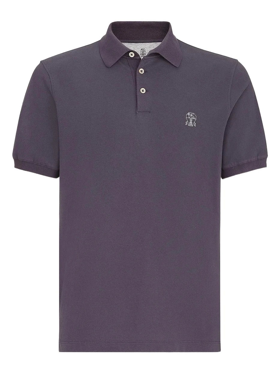 Men's Cotton Piqué Polo Shirt with Logo - Purple Men's Cotton Piqué Polo Shirt with Logo - Purple
