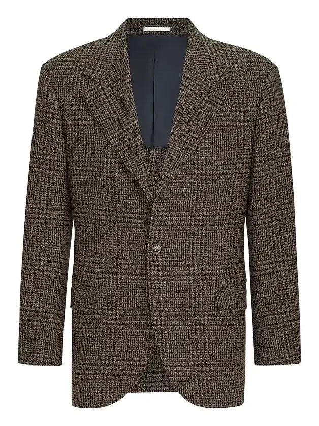 Brunello Cucinelli Men's Cashmere Prince of Wales Tailor Blazer