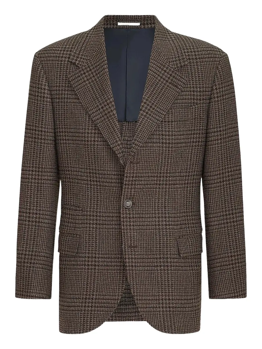 Brunello Cucinelli Men's Cashmere Prince of Wales Tailor Blazer