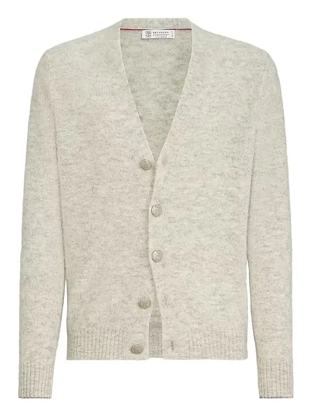 Men's Alpaca, Cashmere and Wool Cardigan - Off White