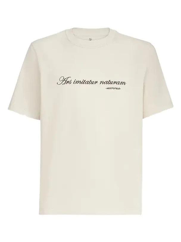 Men's Cotton Jersey Crew-Neck T-Shirt with Embroidery - Off White Men's Cotton Jersey Crew-Neck T-Shirt with Embroidery - Off White
