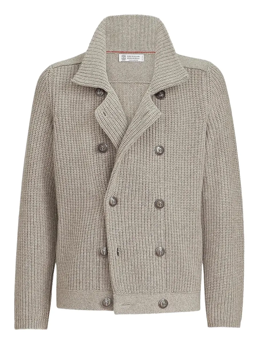 Men's Cashmere Half English Rib Mariner Cardigan