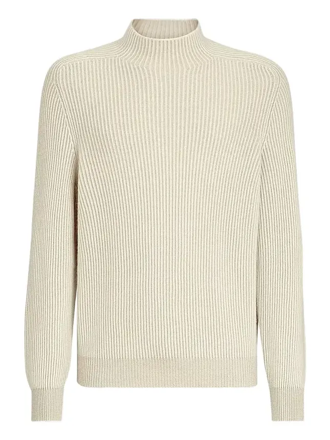 Men's Cashmere English Rib Turtleneck Sweater