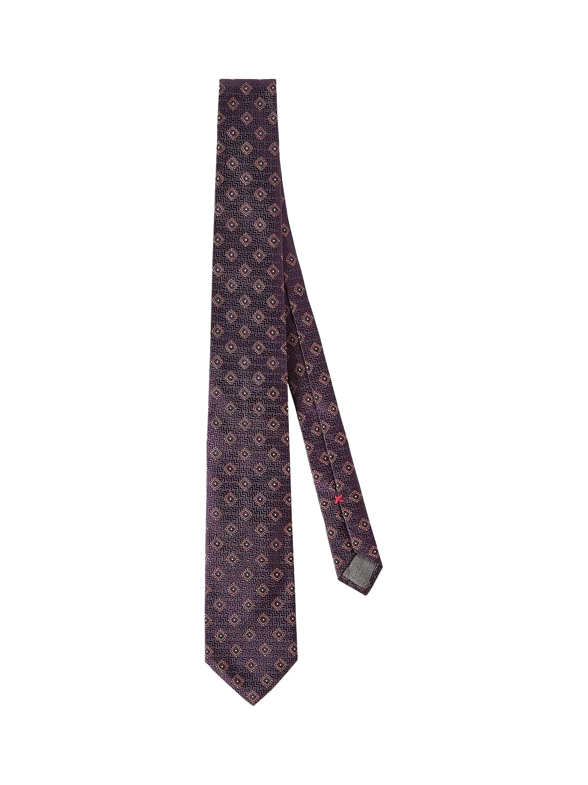 Men's Silk Tie with Geometric Pattern - Purple