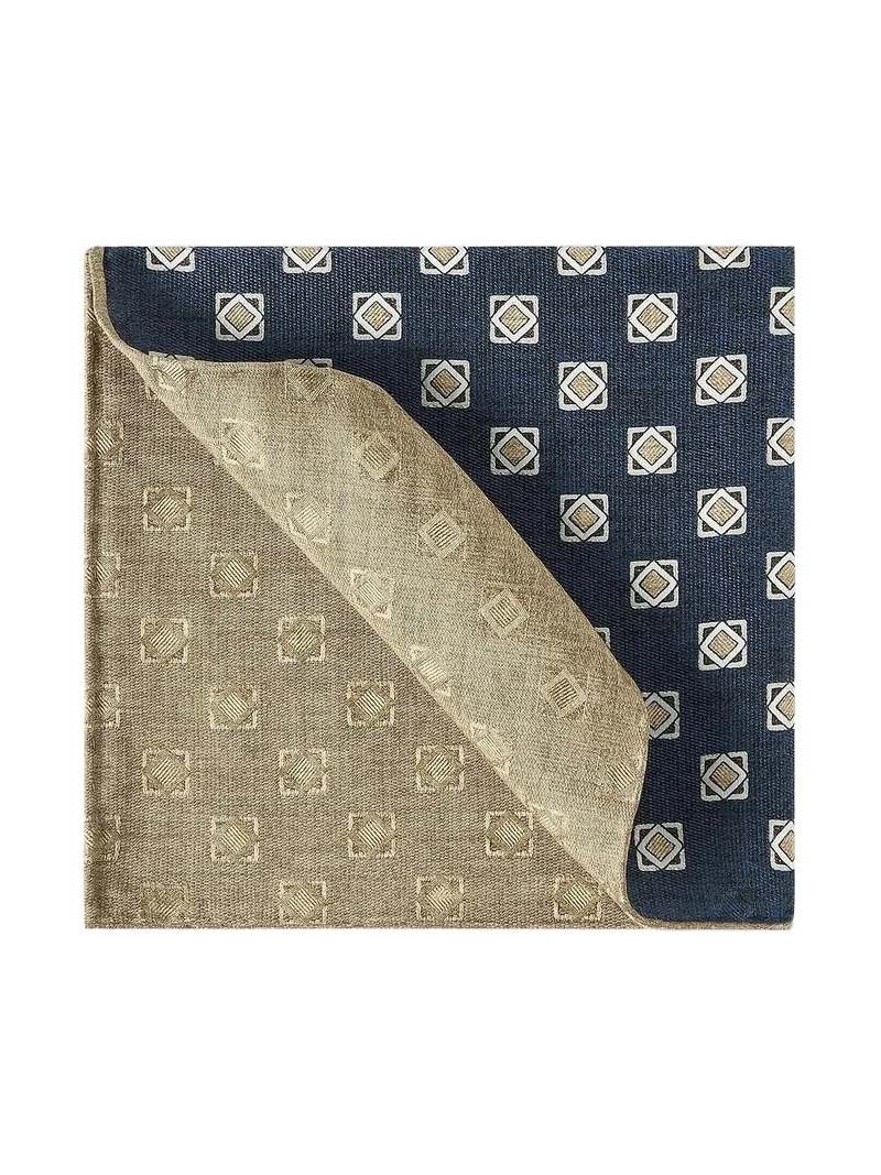 Brunello Cucinelli Men's Silk Geometric Pattern Pocket Square